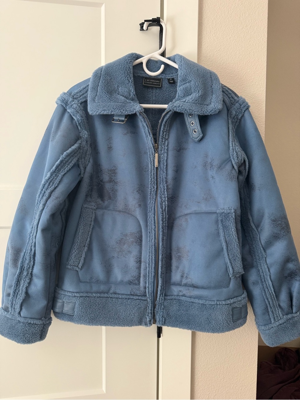 G by Giuliana suede zip up coat XS women’s coat/jacket blue chic